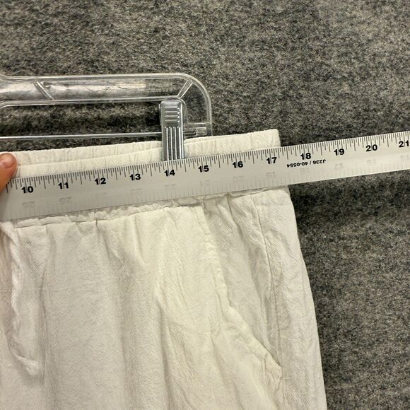 Unbranded Pants Women XL White High Rise Chino Flat Front Linen Drawstring - Picture 3 of 9